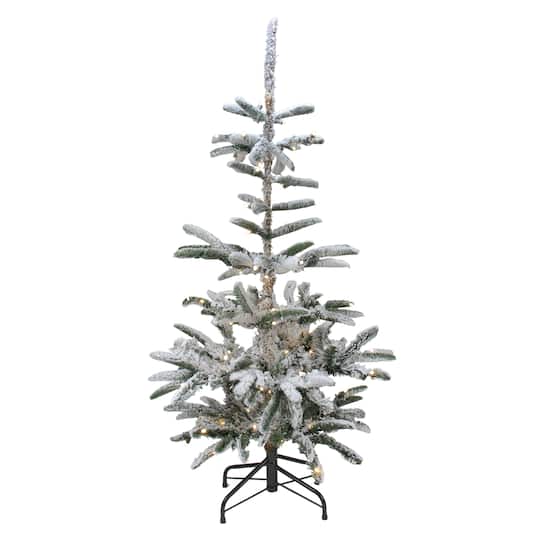 4.5ft. Pre-Lit Flocked Nordmann Fir Artificial Christmas Tree, Clear LED Lights